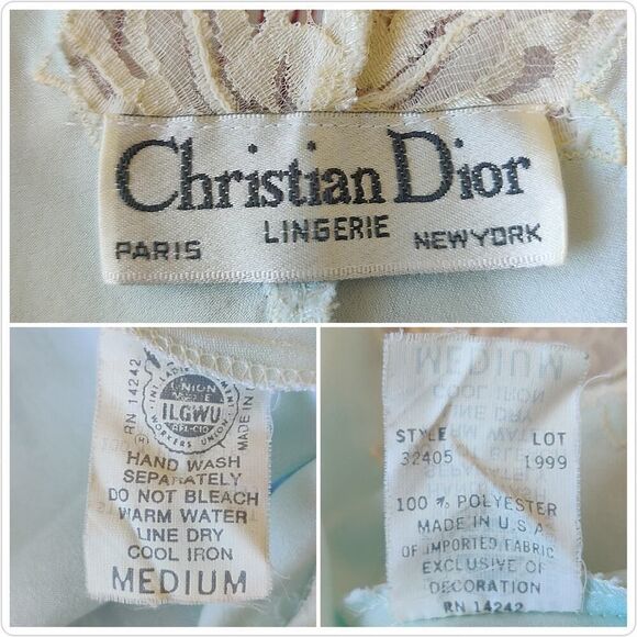90s vintage Christian Dior lace satin babydoll chemise sz M - Picture 9 of 10